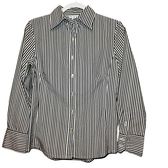 CAbi #636 Gray and White Pinstripe Button
Front Blouse Small - Picture 1 of 9
